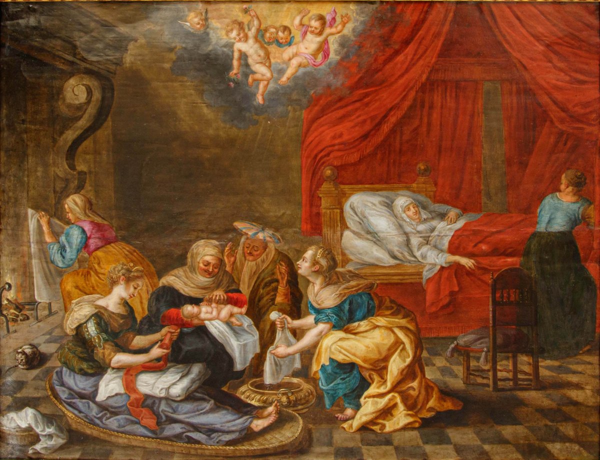 Atelier de José Leonardo (Saragosse, 1601 - 1653), Naissance de la Vierge-photo-2