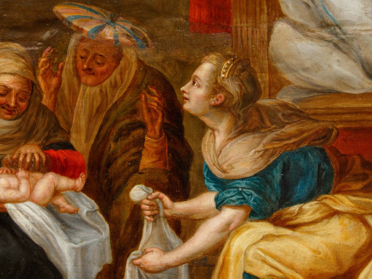 Atelier de José Leonardo (Saragosse, 1601 - 1653), Naissance de la Vierge-photo-2