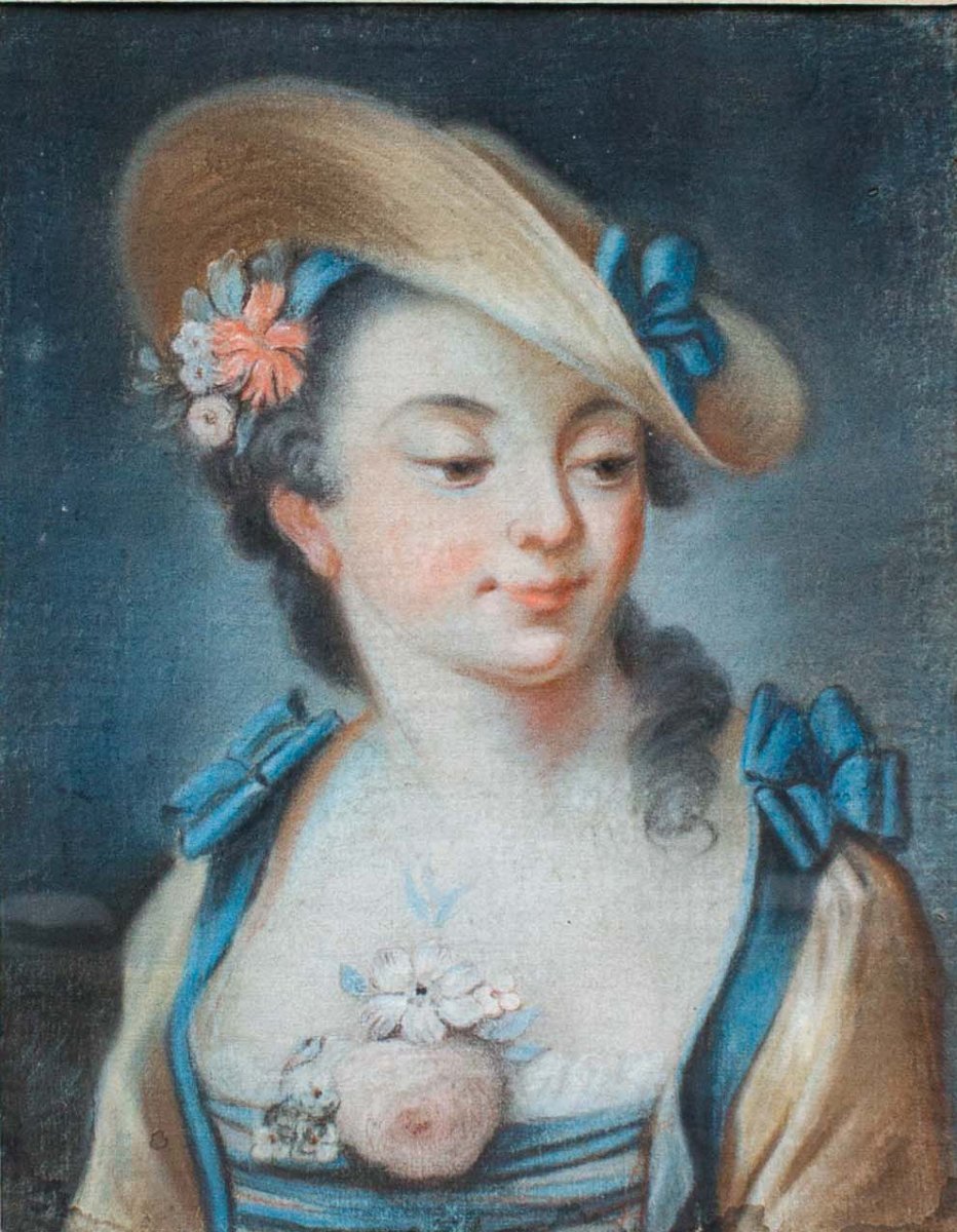 Tomaso Bugoni (venice? – 1767), Portrait Of A Girl With A Hat-photo-3