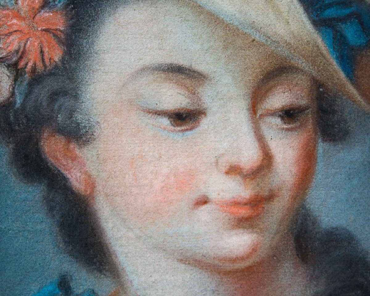 Tomaso Bugoni (venice? – 1767), Portrait Of A Girl With A Hat-photo-4