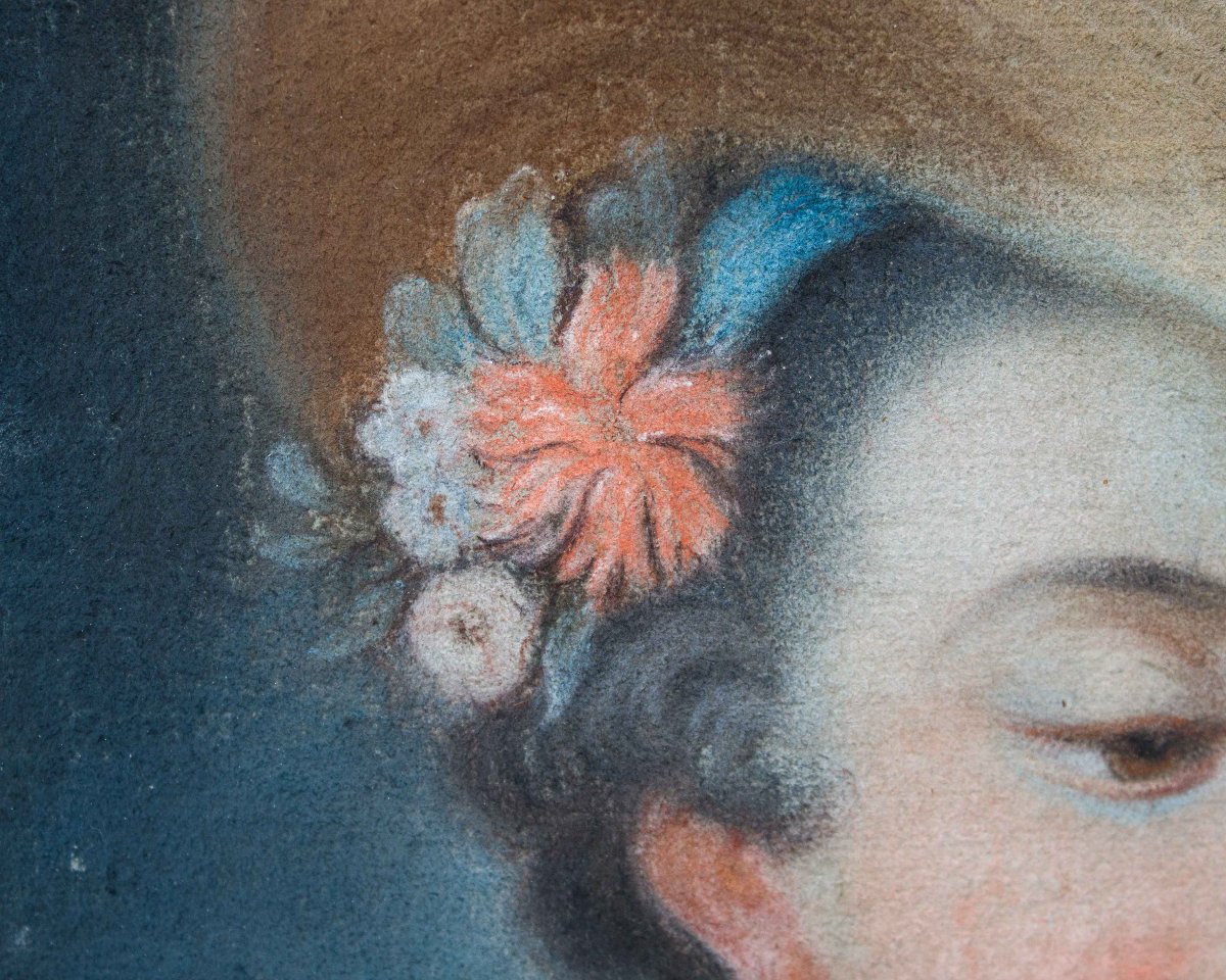 Tomaso Bugoni (venice? – 1767), Portrait Of A Girl With A Hat-photo-1