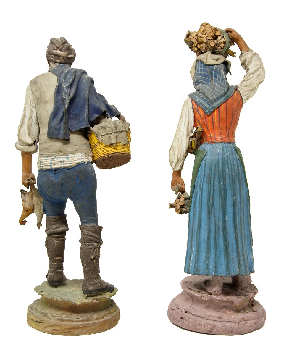Caltagirone, fin du XVIIIe siècle, atelier Bongiovanni Vaccaro, Figures de la crèche avec porte-photo-2