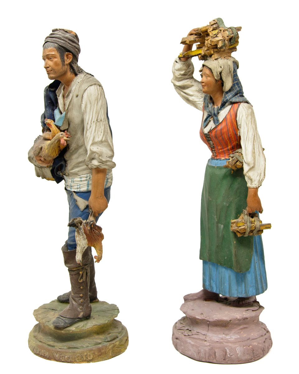 Caltagirone, fin du XVIIIe siècle, atelier Bongiovanni Vaccaro, Figures de la crèche avec porte-photo-4