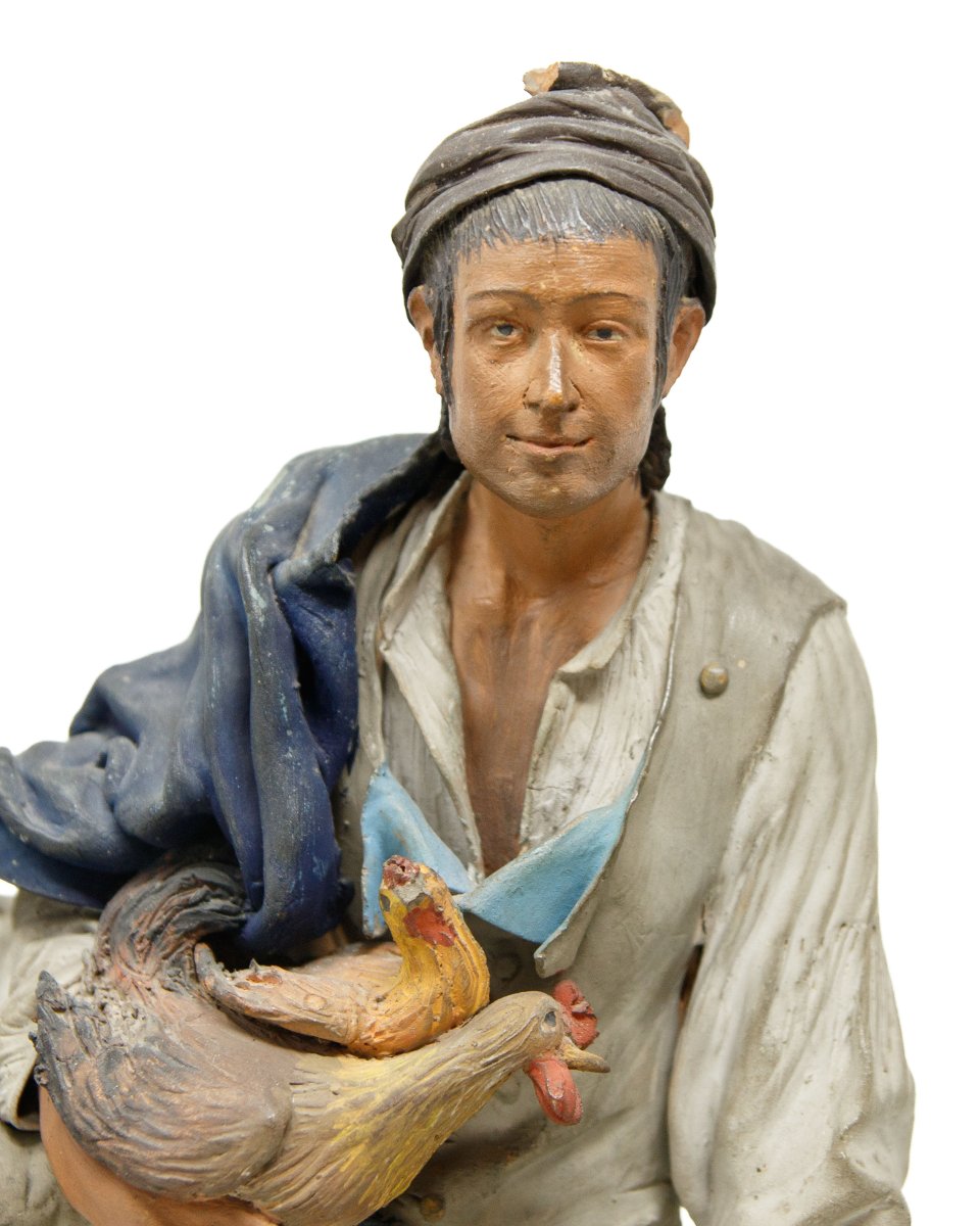 Caltagirone, fin du XVIIIe siècle, atelier Bongiovanni Vaccaro, Figures de la crèche avec porte-photo-3