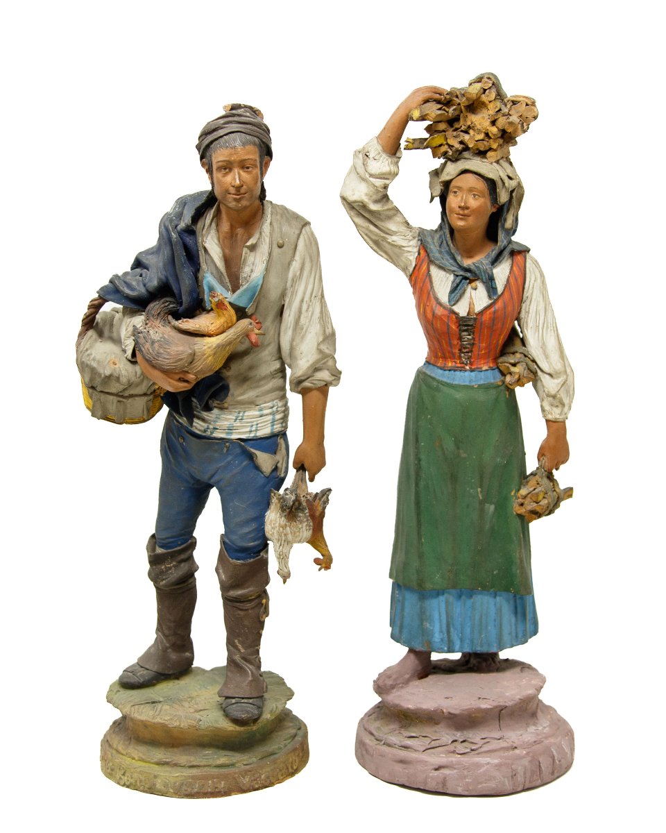 Caltagirone, fin du XVIIIe siècle, atelier Bongiovanni Vaccaro, Figures de la crèche avec porte