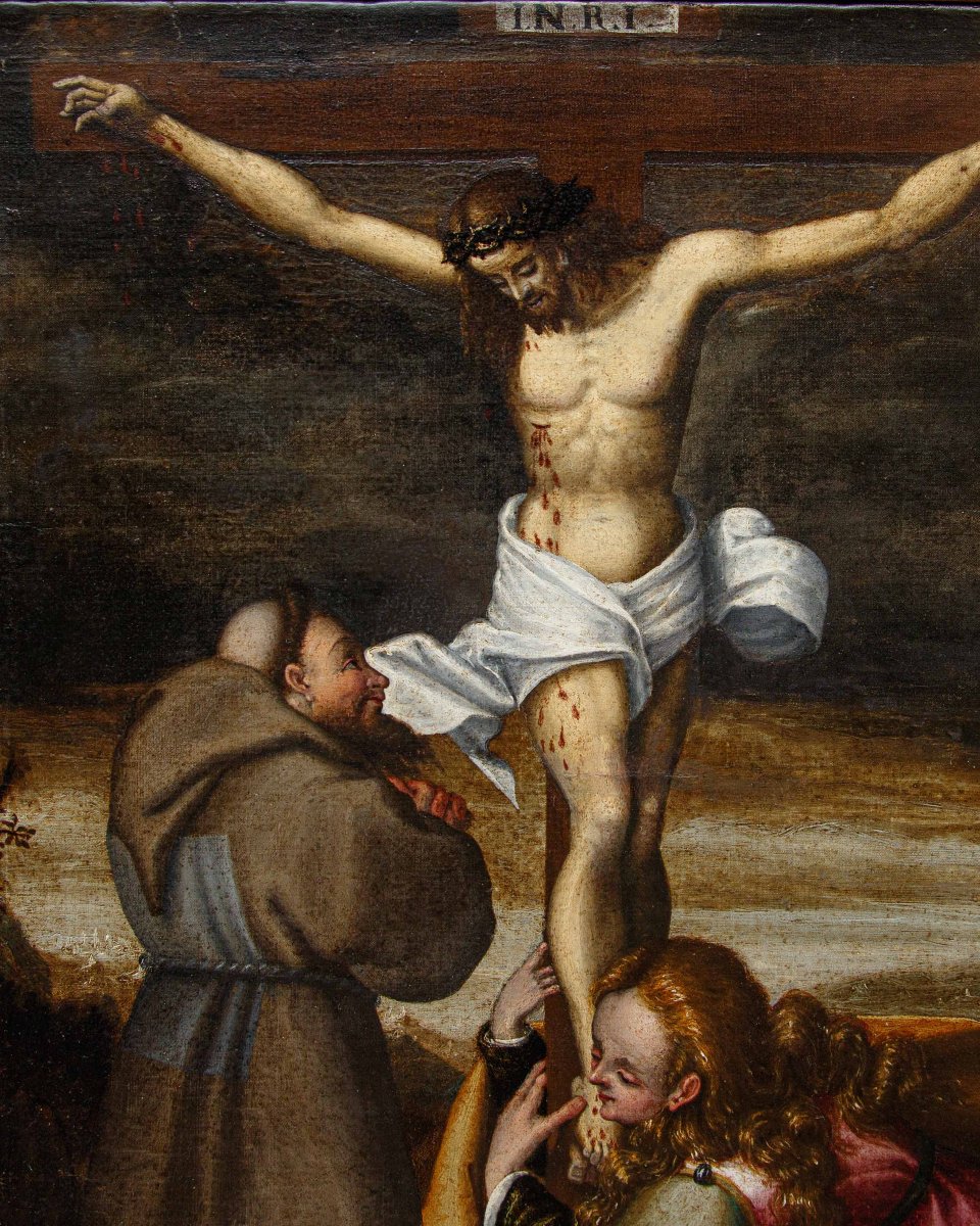 Marcantonio Mainardi (Crémone, 1570 - 1629), Crucifixion avec Madeleine et un saint franciscain-photo-4