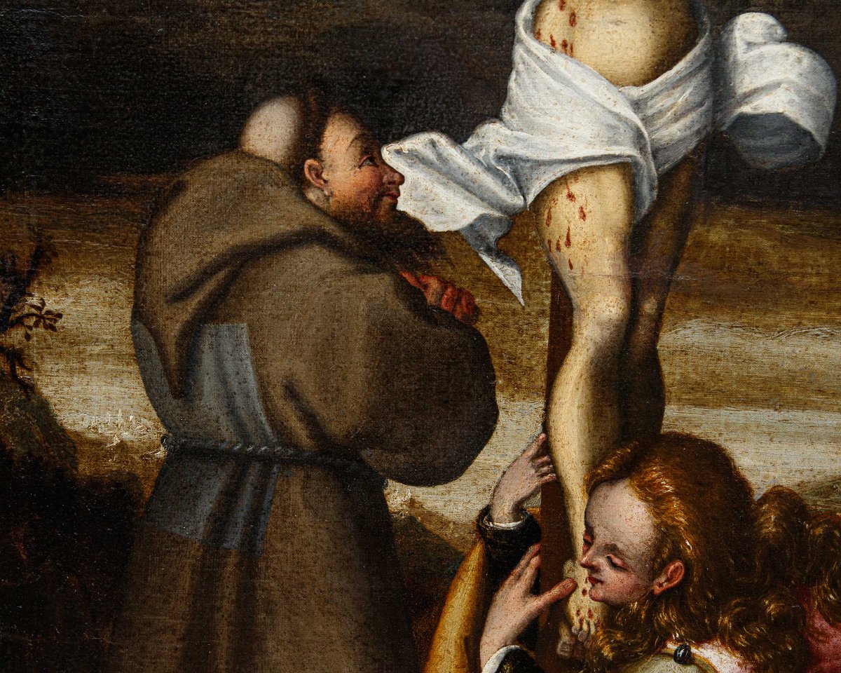 Marcantonio Mainardi (Crémone, 1570 - 1629), Crucifixion avec Madeleine et un saint franciscain-photo-5