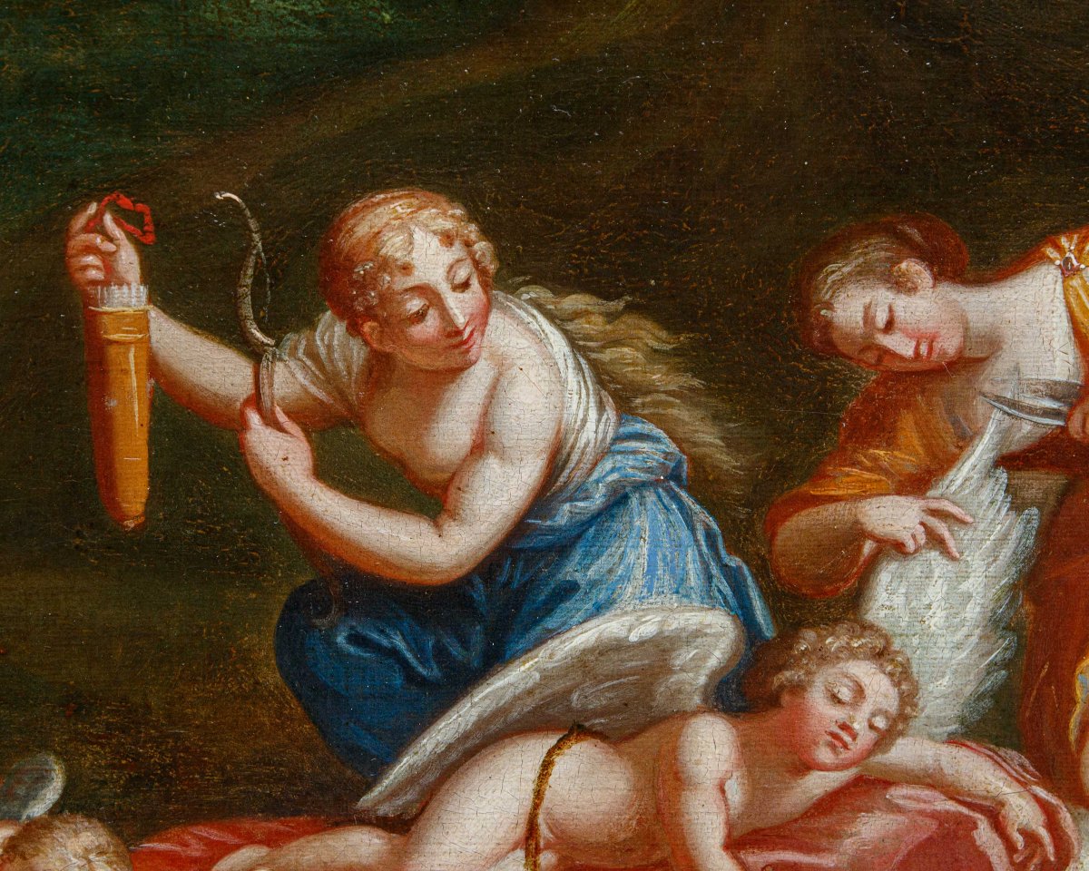 Circle Of Francesco Albani (bologna, 1578–1660), Sleeping Cupids Disarmed By Nymphs-photo-4