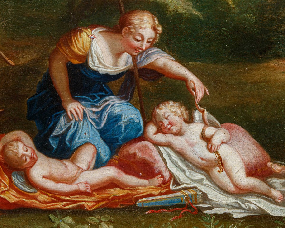 Circle Of Francesco Albani (bologna, 1578–1660), Sleeping Cupids Disarmed By Nymphs-photo-6