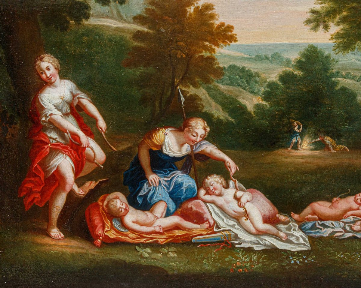 Circle Of Francesco Albani (bologna, 1578–1660), Sleeping Cupids Disarmed By Nymphs-photo-8