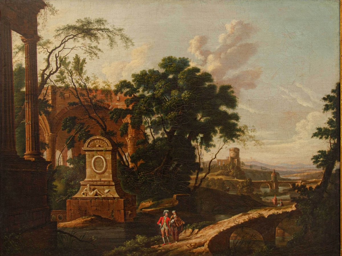 Giuseppe Bacigalupo (tribogna (ge), 1744 – Genoa, 1821), Attributed, Landscape With Ruins-photo-2