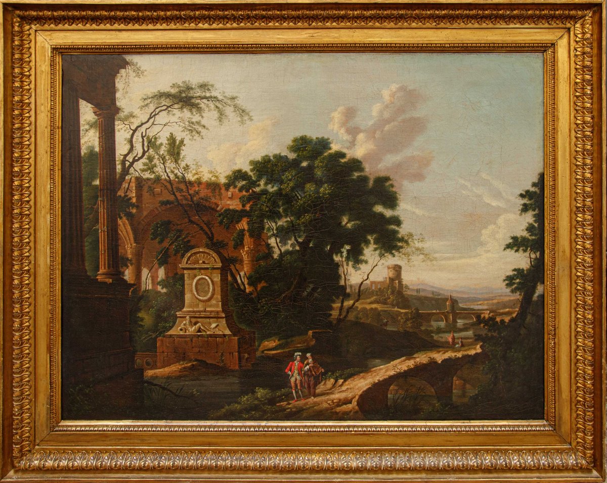 Giuseppe Bacigalupo (tribogna (ge), 1744 – Genoa, 1821), Attributed, Landscape With Ruins