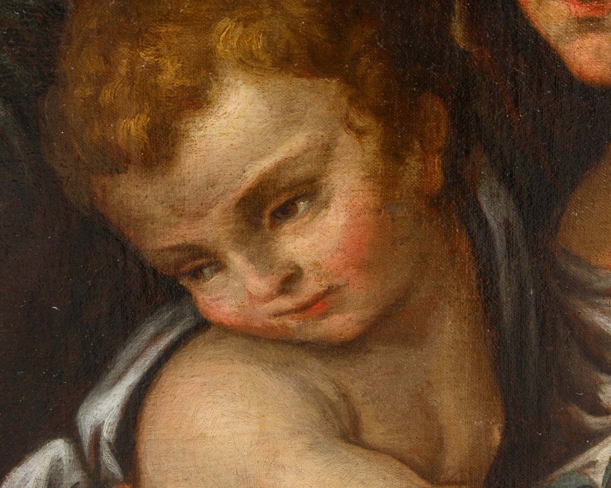 École émilienne, première moitié du XVIIe siècle, Sainte-Famille avec saint Jean et un ange-photo-4