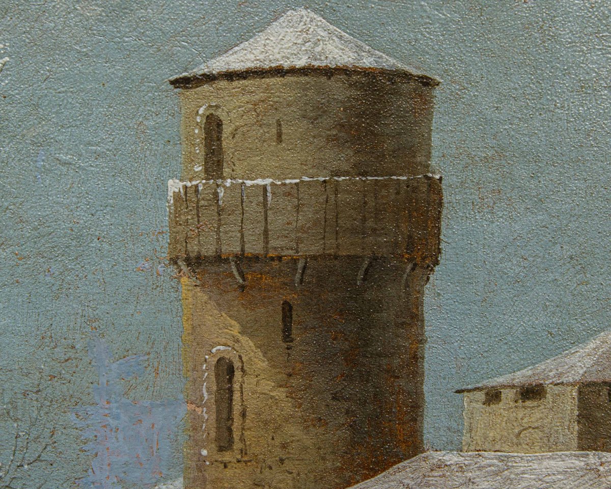 18th Century, Snowy Landscape With A Castle And Figures-photo-4