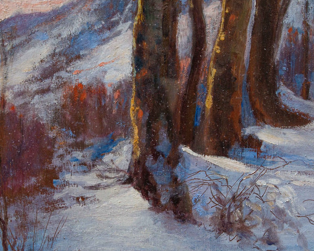 Licinio Barzanti (Forlì, 29 octobre 1857 - Côme, 4 décembre 1944), Paysage enneigé-photo-4