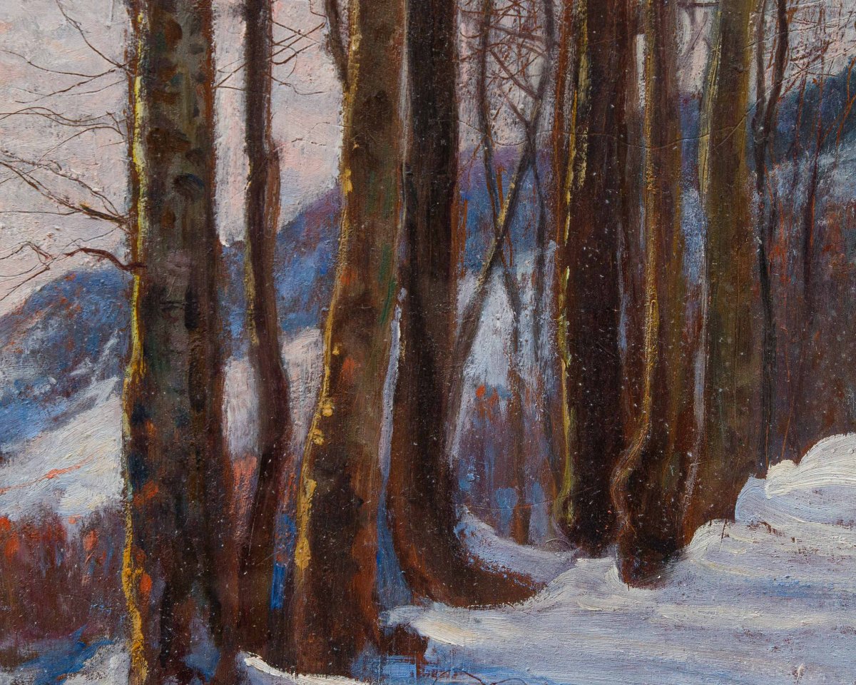 Licinio Barzanti (Forlì, 29 octobre 1857 - Côme, 4 décembre 1944), Paysage enneigé-photo-2