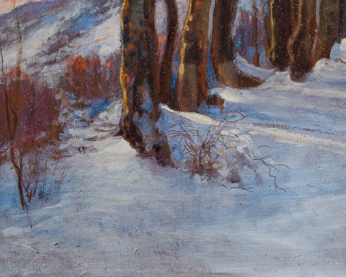 Licinio Barzanti (Forlì, 29 octobre 1857 - Côme, 4 décembre 1944), Paysage enneigé-photo-3