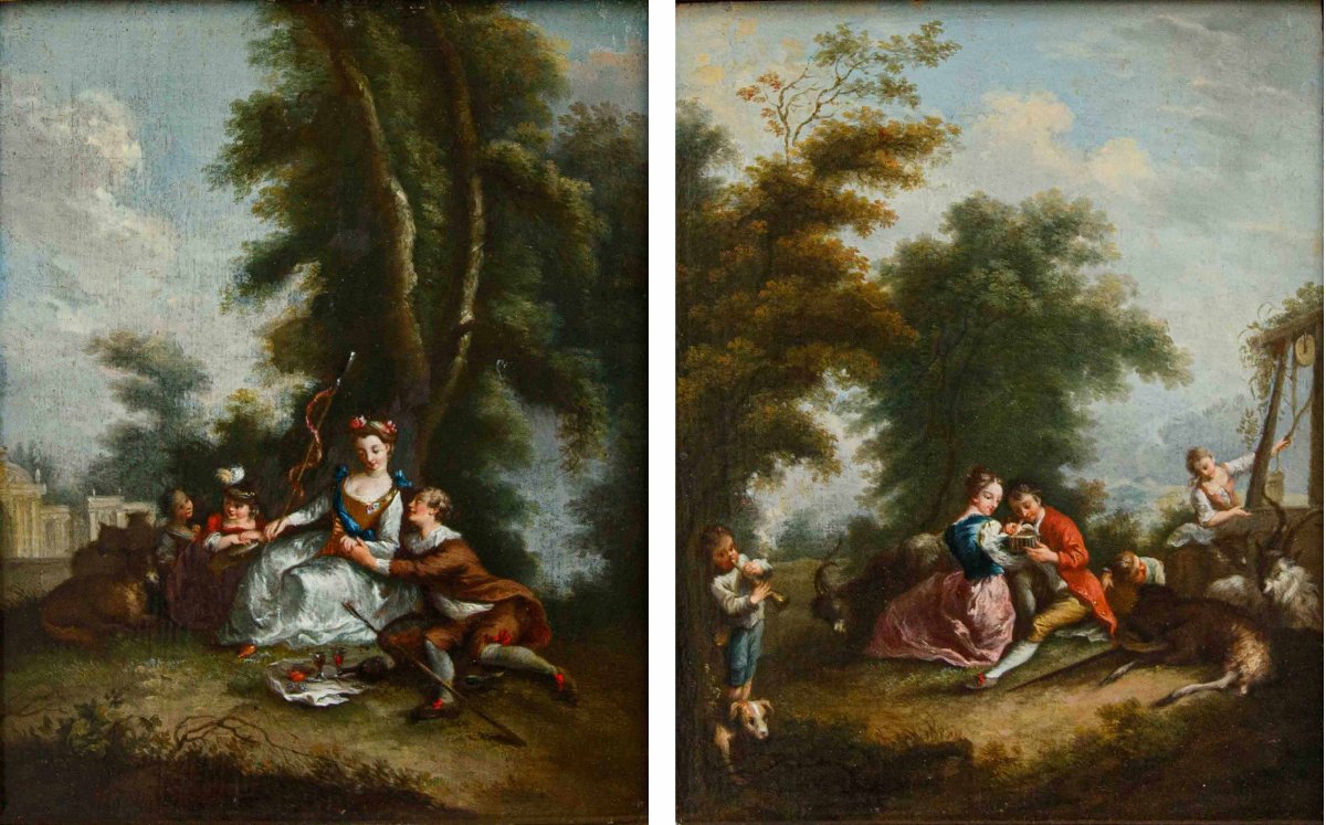 XVIIIe siècle, École française, Scènes galantes-photo-2