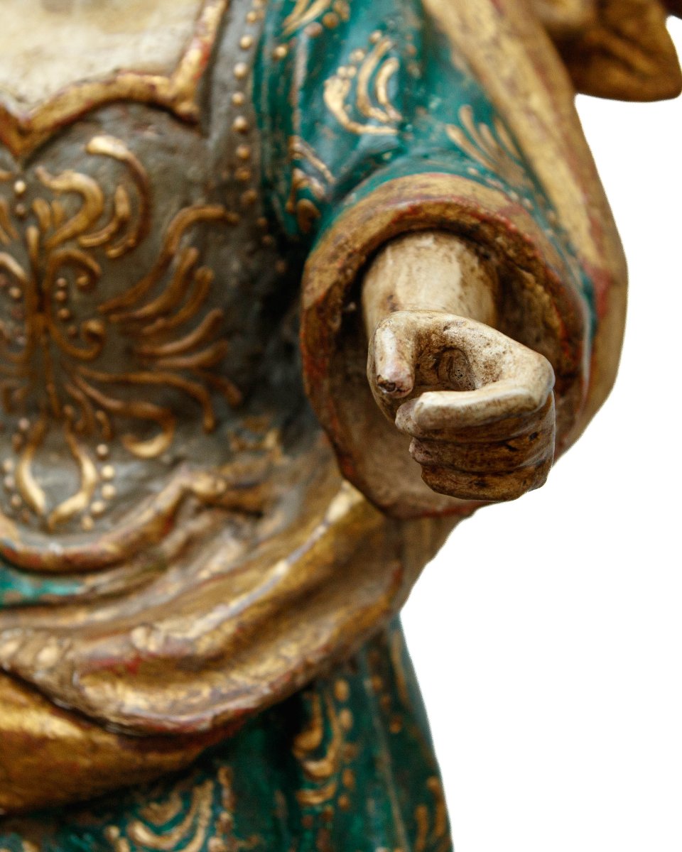 Portuguese School, Late 17th Century, Pair Of Angelic Figures-photo-2