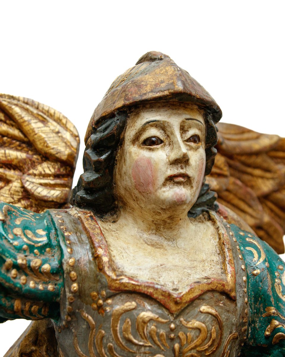 Portuguese School, Late 17th Century, Pair Of Angelic Figures-photo-4