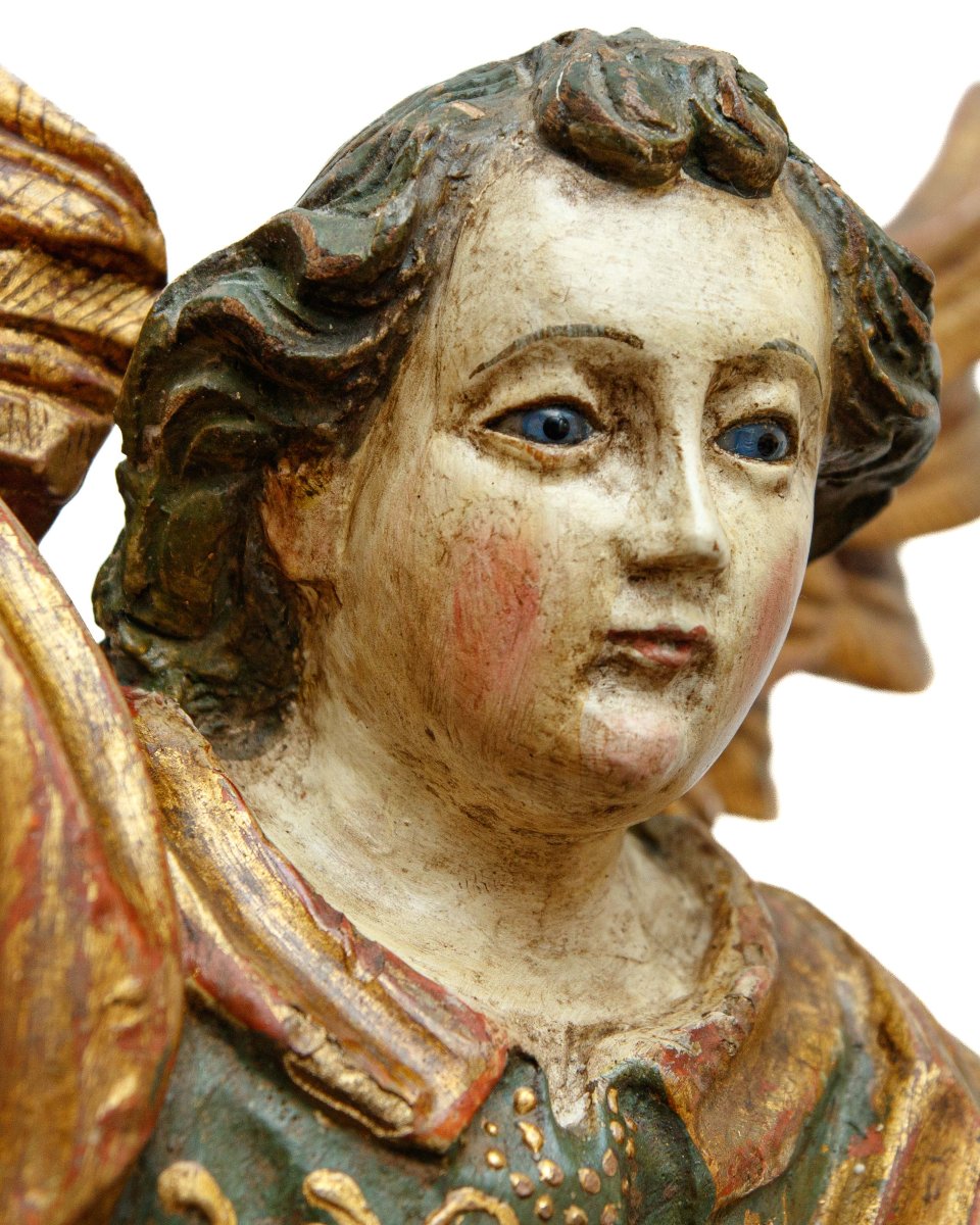 Portuguese School, Late 17th Century, Pair Of Angelic Figures-photo-5