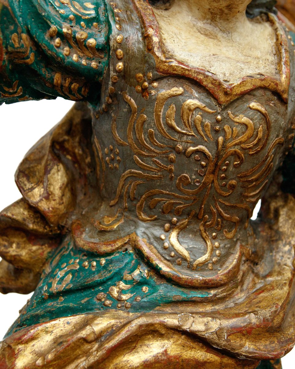 Portuguese School, Late 17th Century, Pair Of Angelic Figures-photo-7