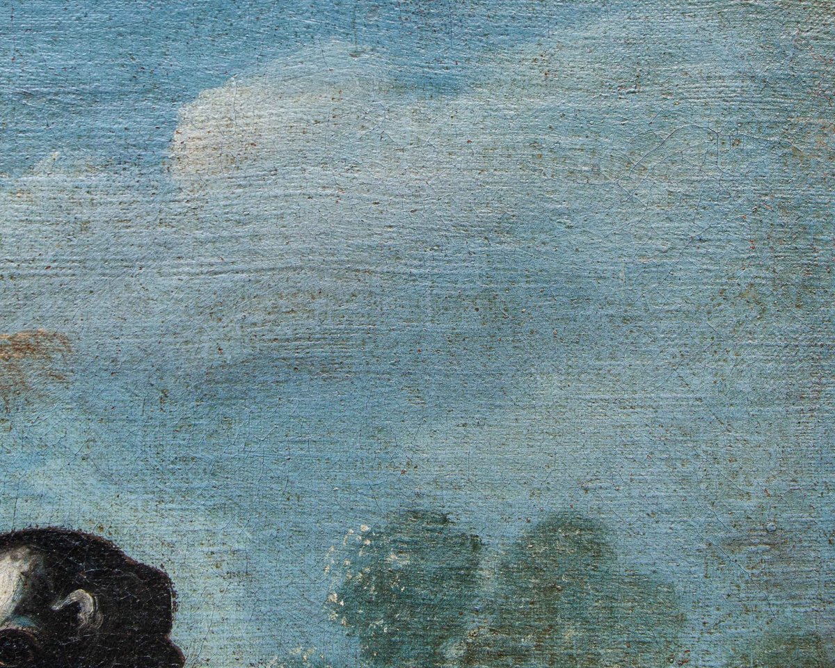 Angelo Zani ou « Monogrammiste A.V. »  (18ème), Vase de fleurs avec chien-photo-3