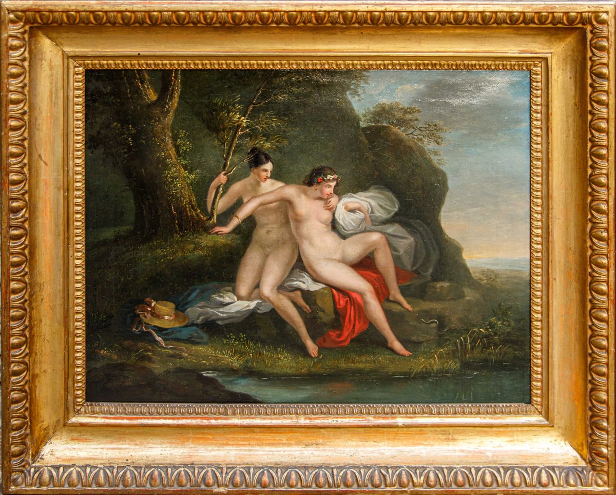 Fin du 18ème siècle - Début du 19ème siècle, Scène mythologique avec Eurydice et Paire de nymph-photo-3