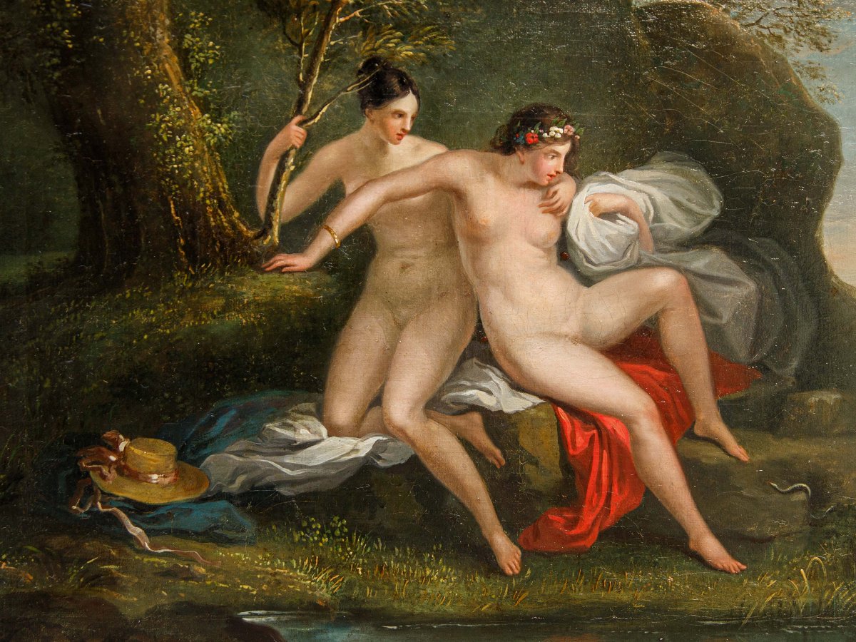 Fin du 18ème siècle - Début du 19ème siècle, Scène mythologique avec Eurydice et Paire de nymph-photo-4