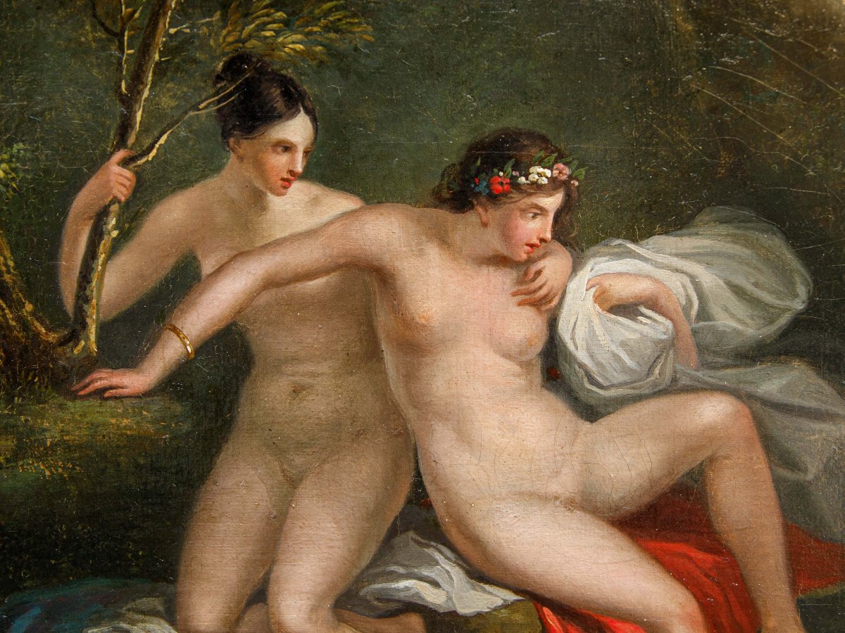 Fin du 18ème siècle - Début du 19ème siècle, Scène mythologique avec Eurydice et Paire de nymph-photo-1