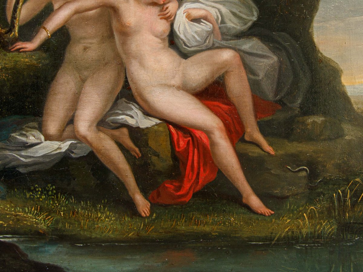 Fin du 18ème siècle - Début du 19ème siècle, Scène mythologique avec Eurydice et Paire de nymph-photo-3