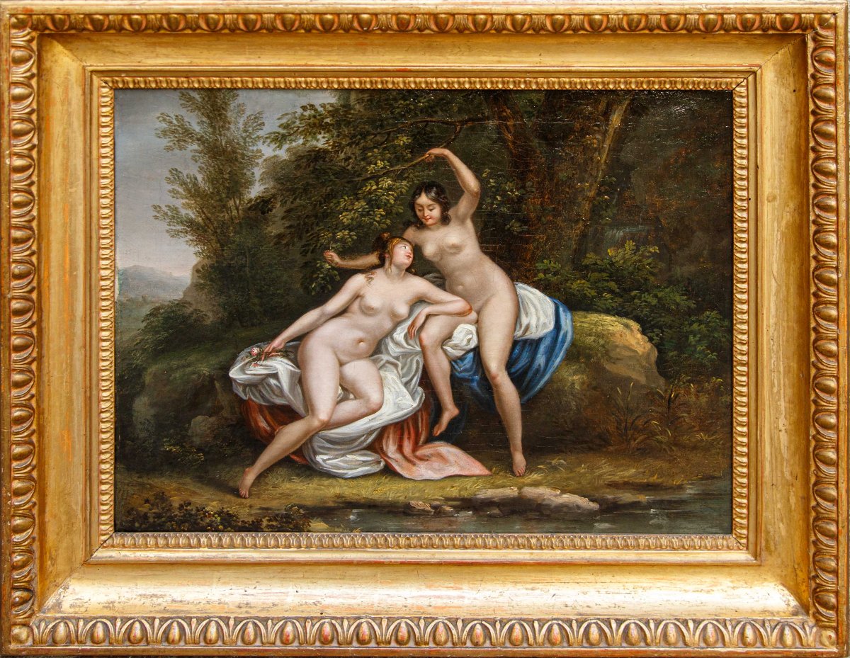 Fin du 18ème siècle - Début du 19ème siècle, Scène mythologique avec Eurydice et Paire de nymph-photo-4