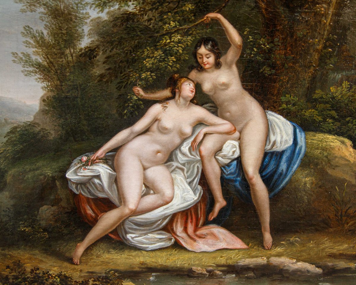Fin du 18ème siècle - Début du 19ème siècle, Scène mythologique avec Eurydice et Paire de nymph-photo-5