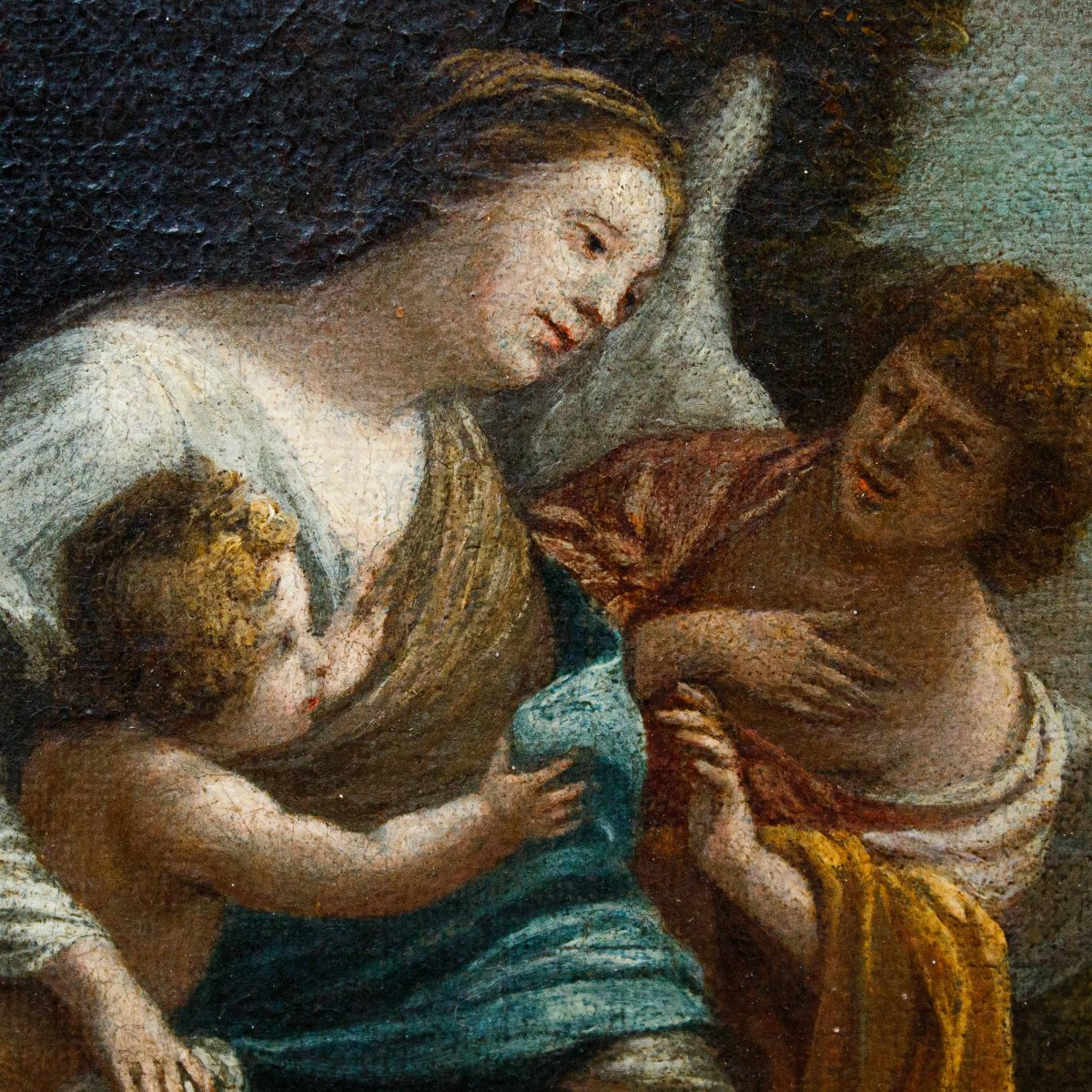 École romaine, 17ème siècle,  Vierge à l'Enfant et ange-photo-4