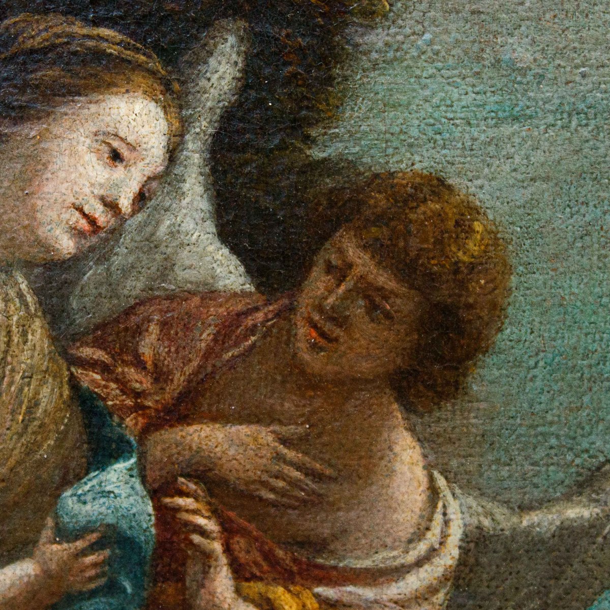 École romaine, 17ème siècle,  Vierge à l'Enfant et ange-photo-2