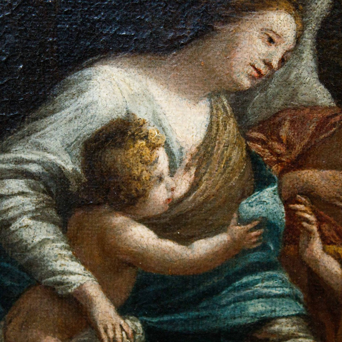 École romaine, 17ème siècle,  Vierge à l'Enfant et ange-photo-4
