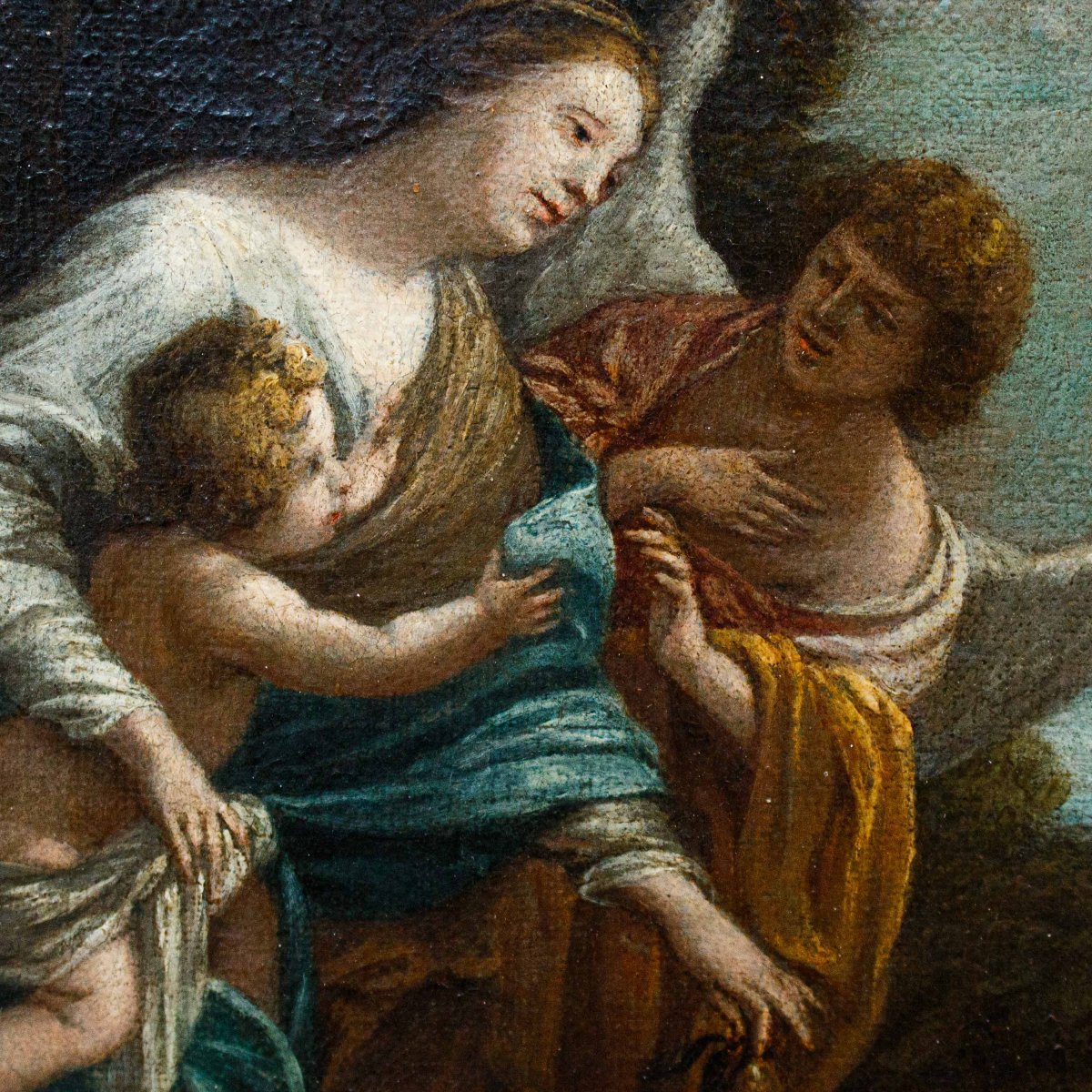 École romaine, 17ème siècle,  Vierge à l'Enfant et ange-photo-5
