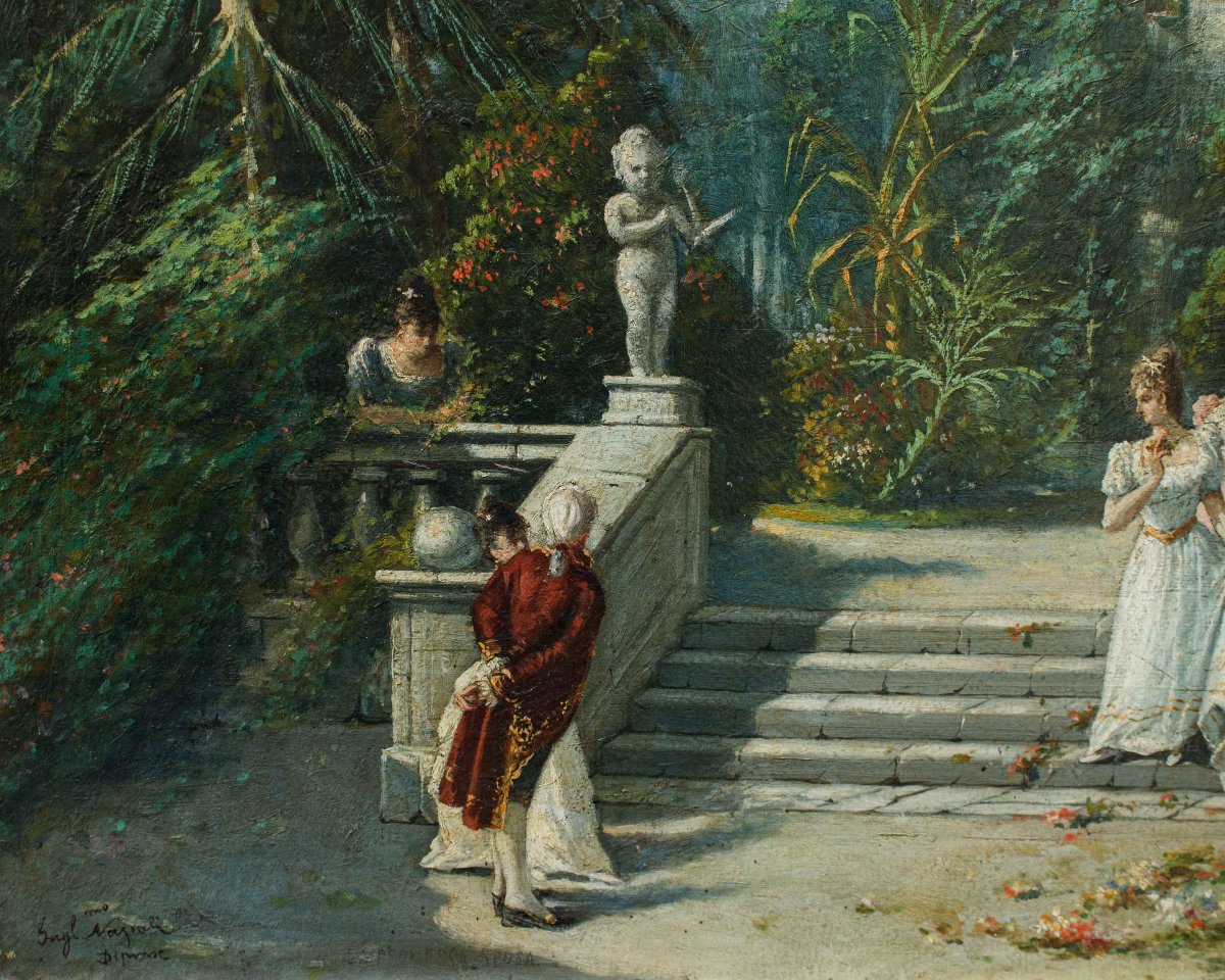 Guglielmo Napoli (Pavie 1868 - Gênes 1945), Scène galante-photo-4