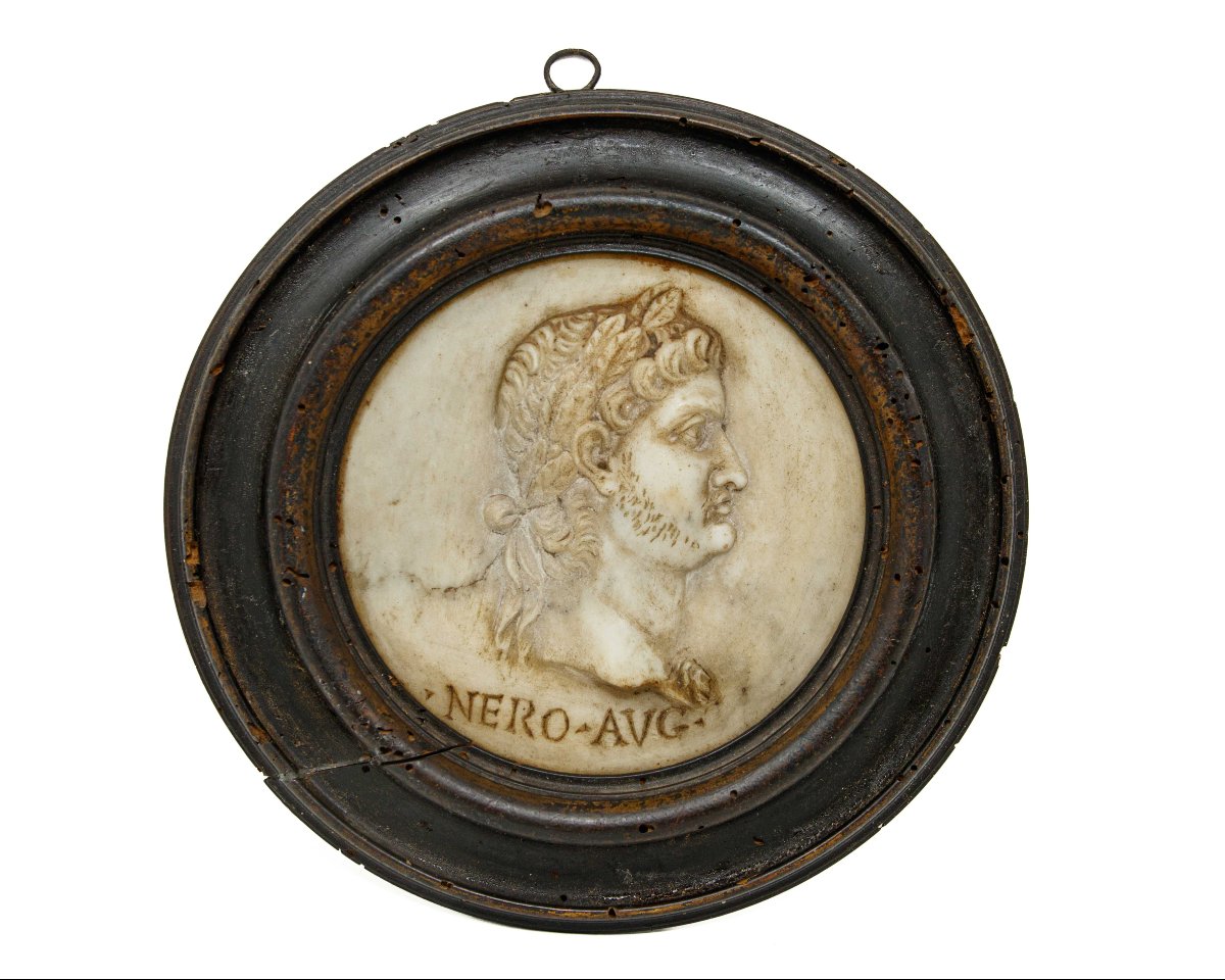 Rome, XVIe siècle, Paire de médaillons avec Néron et Vespasien-photo-2