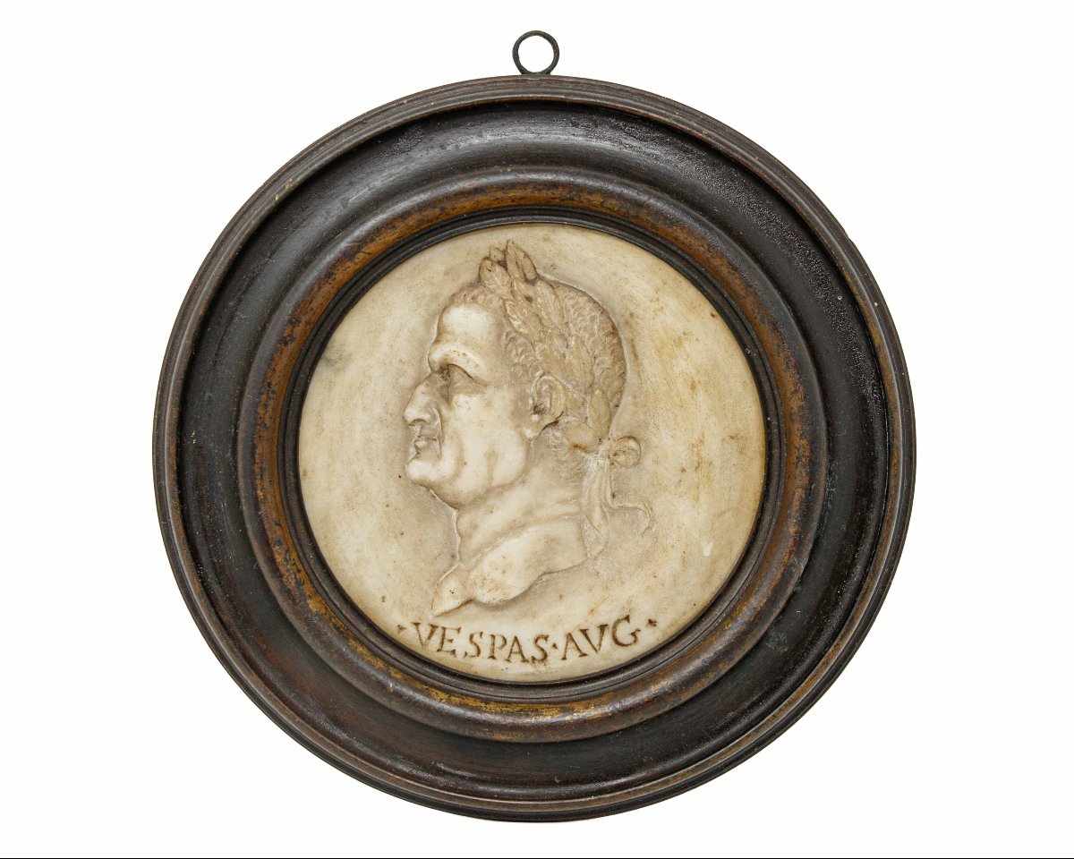 Rome, XVIe siècle, Paire de médaillons avec Néron et Vespasien-photo-3