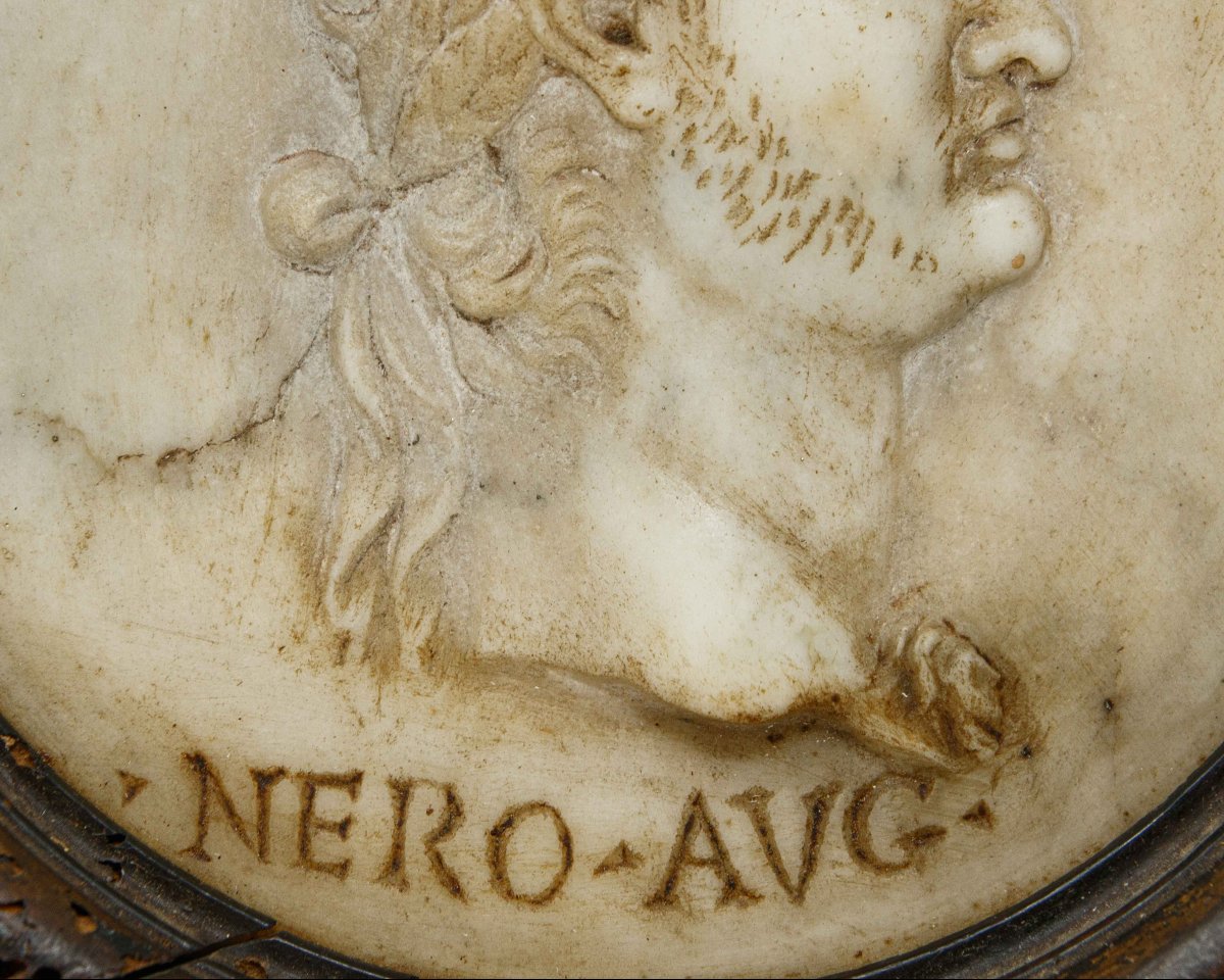 Rome, XVIe siècle, Paire de médaillons avec Néron et Vespasien-photo-5