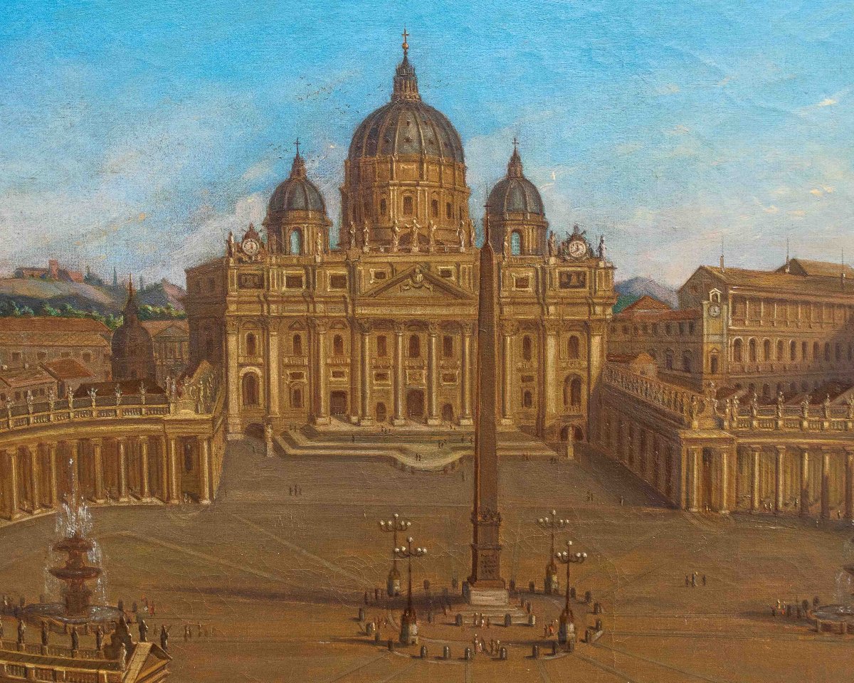 Joseph Bolzern (Kriens 1828, -Rome, 1901), Basilique Saint-Pierre et colonnade en face-photo-4