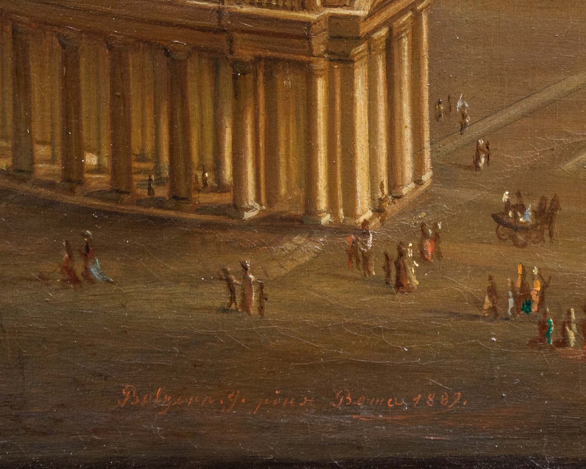 Joseph Bolzern (Kriens 1828, -Rome, 1901), Basilique Saint-Pierre et colonnade en face-photo-1