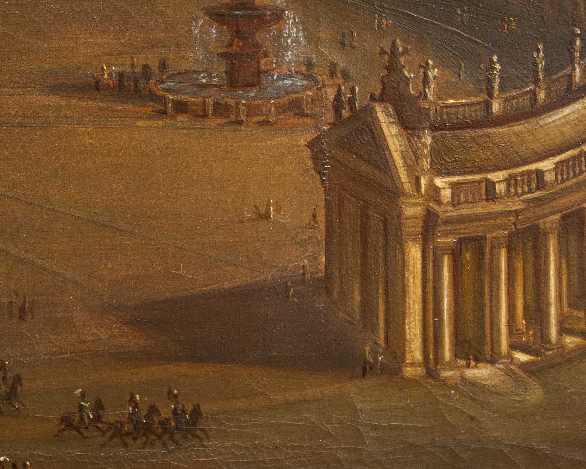 Joseph Bolzern (Kriens 1828, -Rome, 1901), Basilique Saint-Pierre et colonnade en face-photo-3