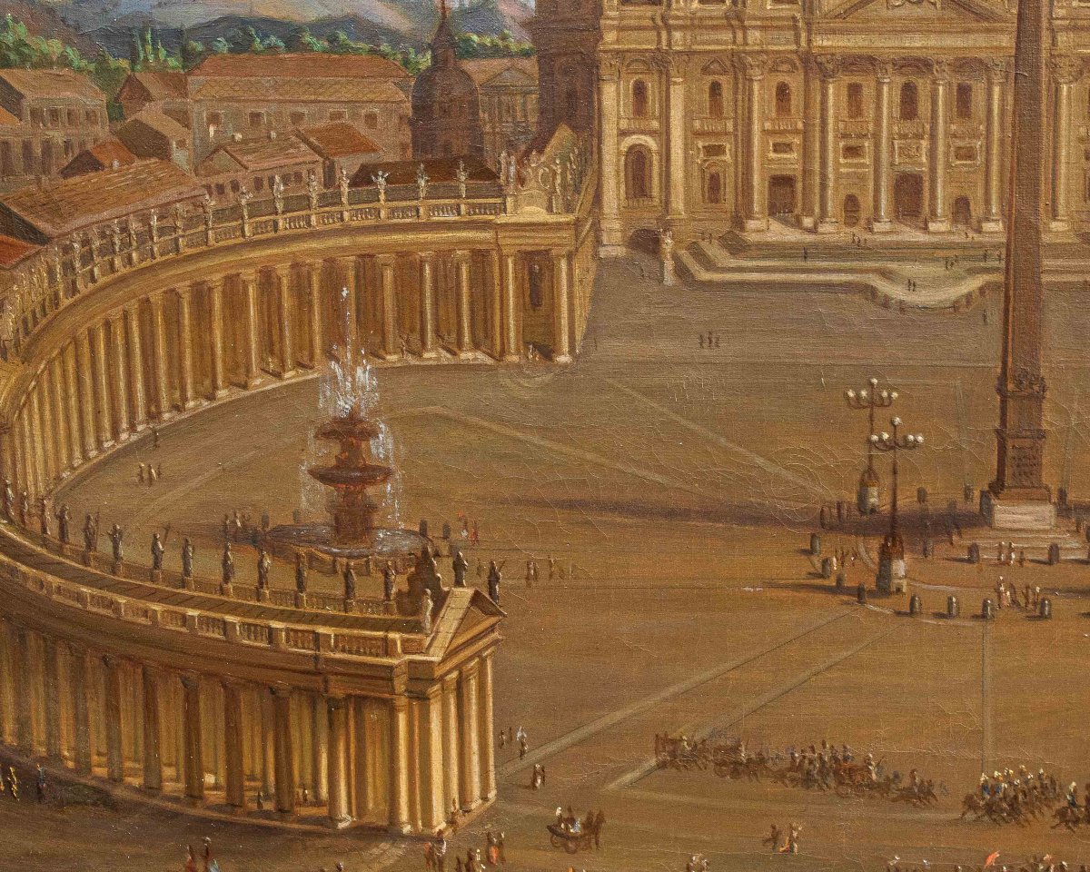 Joseph Bolzern (Kriens 1828, -Rome, 1901), Basilique Saint-Pierre et colonnade en face-photo-4