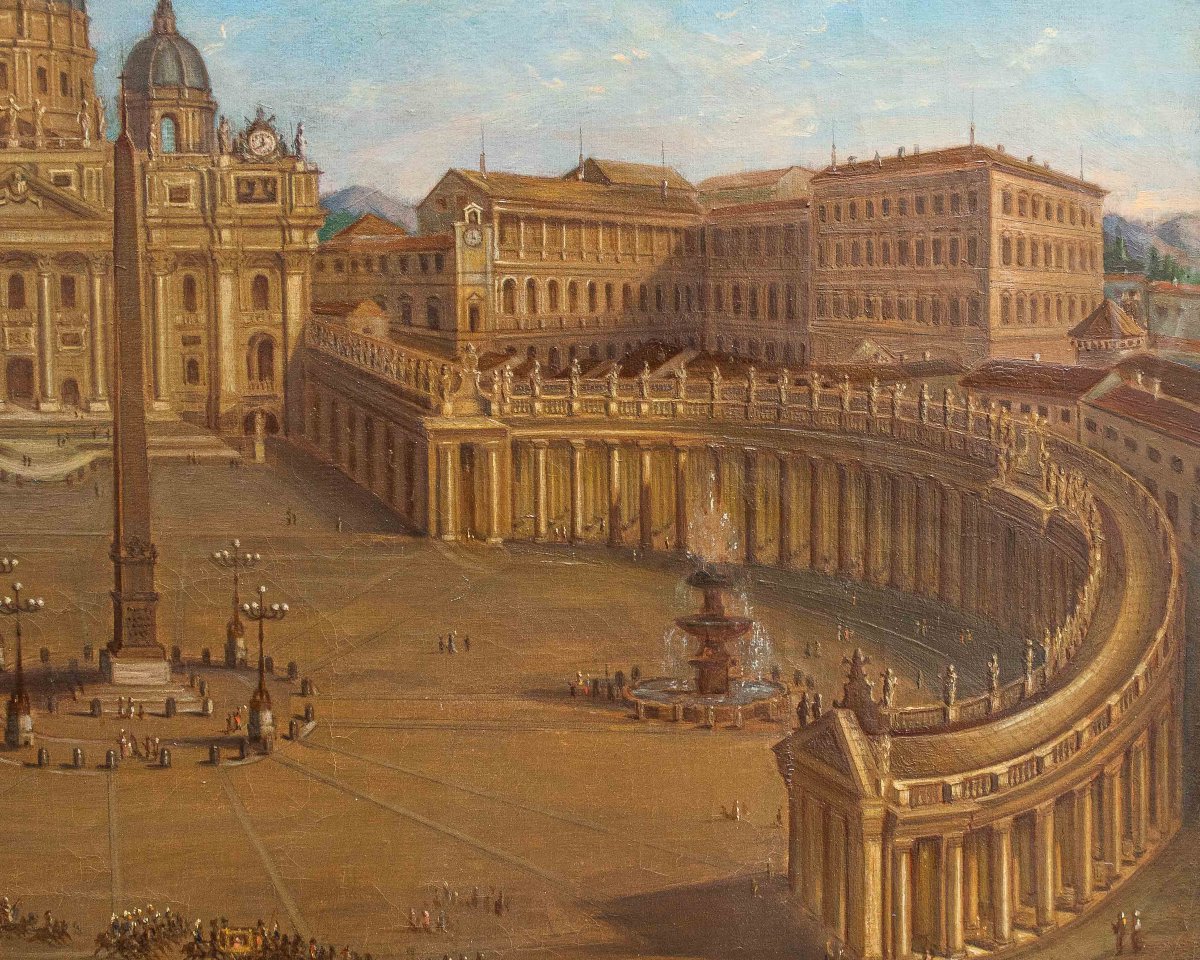 Joseph Bolzern (Kriens 1828, -Rome, 1901), Basilique Saint-Pierre et colonnade en face-photo-6