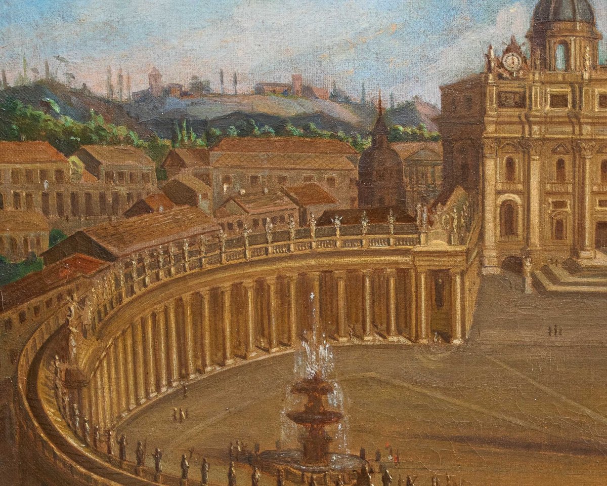Joseph Bolzern (Kriens 1828, -Rome, 1901), Basilique Saint-Pierre et colonnade en face-photo-7