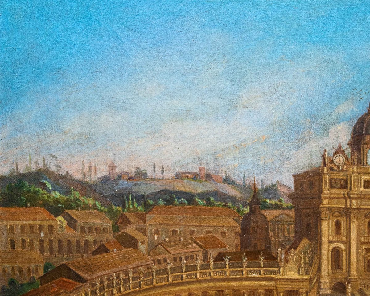 Joseph Bolzern (Kriens 1828, -Rome, 1901), Basilique Saint-Pierre et colonnade en face-photo-8