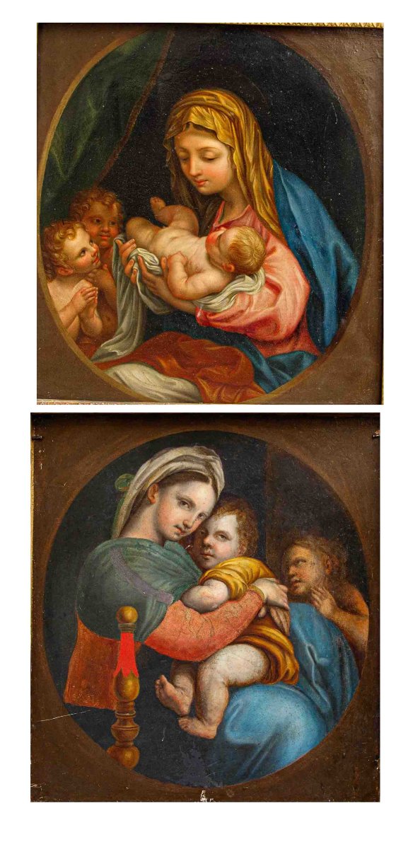 XVIIIe siècle, Vierge avec l’Enfant et deux putti - Madone de la chaise-photo-2