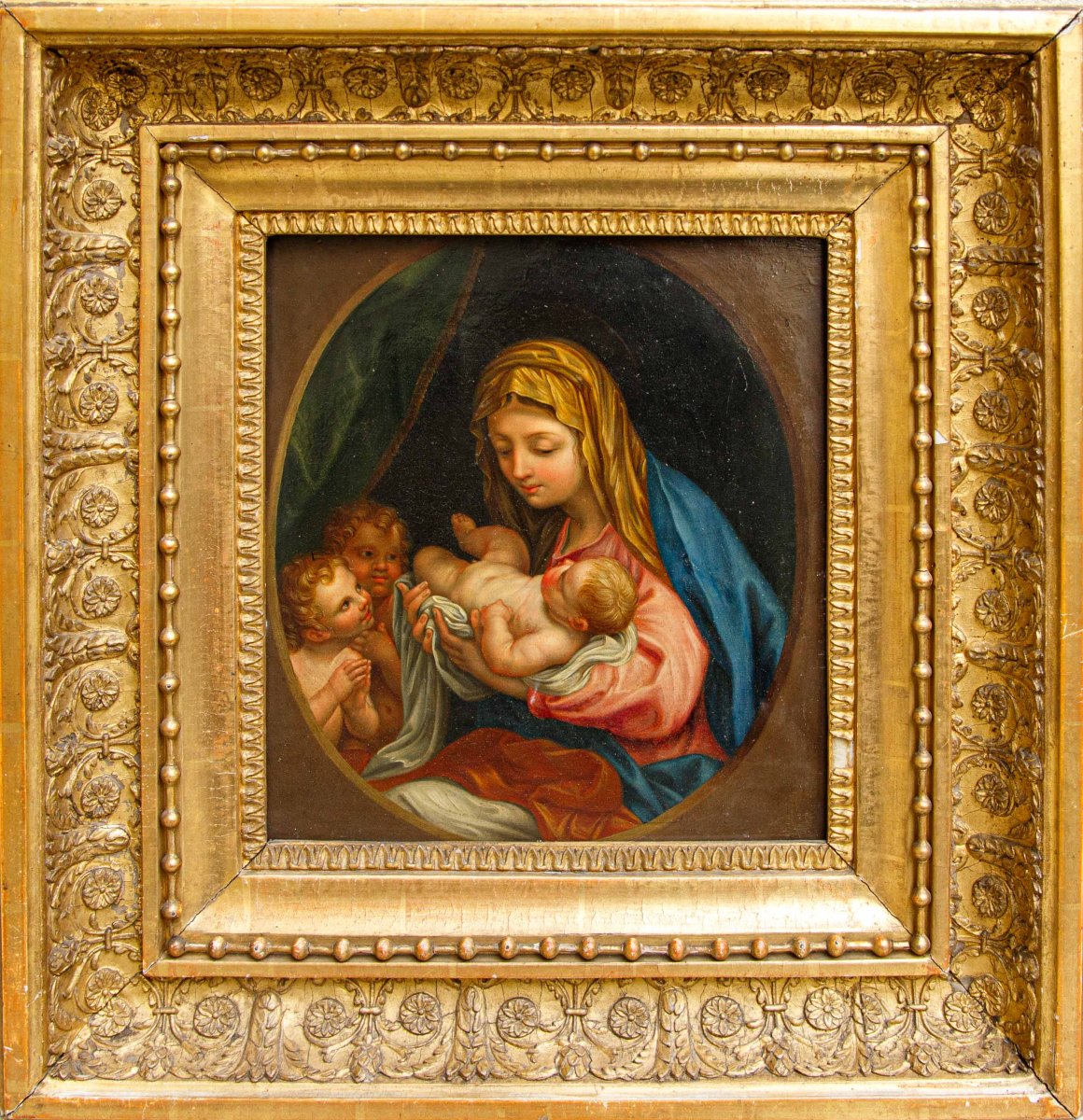 XVIIIe siècle, Vierge avec l’Enfant et deux putti - Madone de la chaise-photo-3